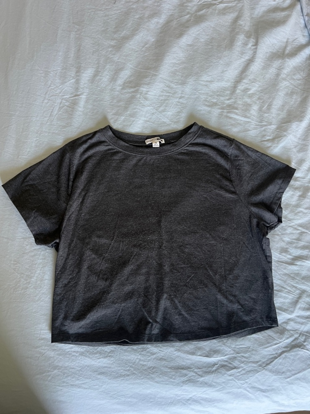 Classic Grey Crewneck Crop Tee - Women